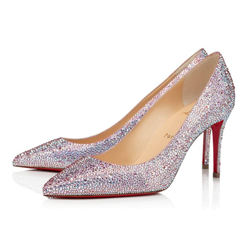 Women's Christian Louboutin Kate Strass 85mm Strass Pumps - Aurore Boreale [7352-491]